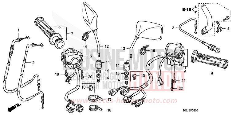 SWITCH/CABLE for CB1300 Super Bold'or ABS PEARL FADELESS WHITE (NH341KF) from 2007